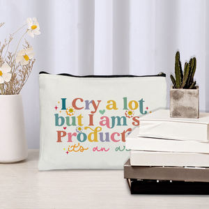 1 pièce je pleure beaucoup mais je suis si productif c'est un modèle d'art personnalisé trousse de maquillage voyage toilette sac de rangement pochette cosmétique - Product Image 3