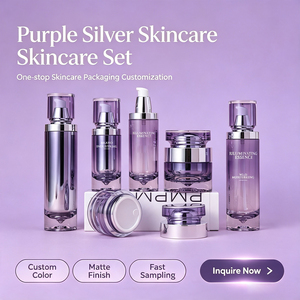 Emballages Bravo, flacons et pots de soin de la peau de luxe à double couche, fond en cristal, dégradé violet, PETG, pour lotion, sérum, tonique - Product Image 1