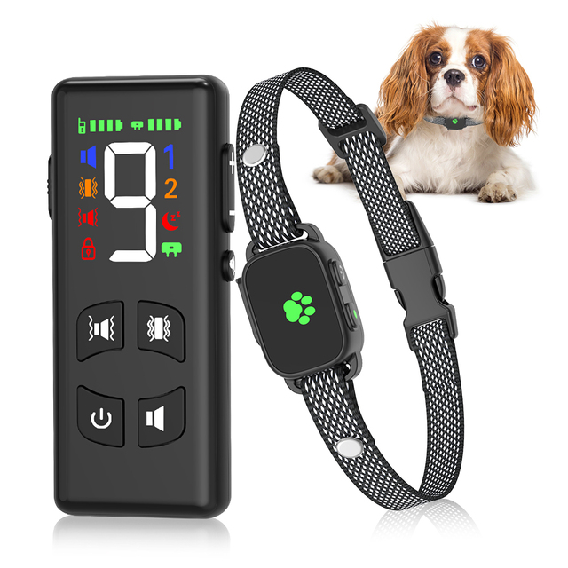 LED Screen Rechargeable IPX6 Waterproof Dual Dog Control 2600FT Pet Training Anti Bark Vibration Collar With Remote