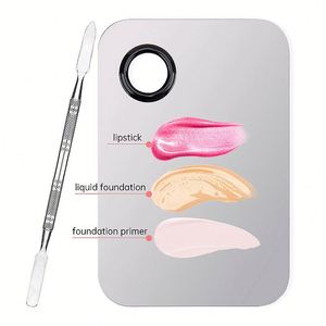 Factory Price Stainless Steel Plastic Concealer Makeup Palette & Mixing Tool <b>Set</b> Rubber Ring Handheld Portable Mixing Spatula - Product Image 1