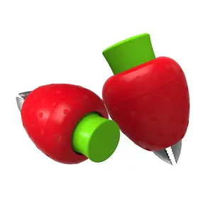 주방 가제트 레드 작은 과일 도구 딸기 토마토 당근 잎 줄기 리무버 Corer Huller 분리기