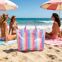 Sac fourre-tout JOYSUN grande capacité, mignon, coloré, à rayures verticales arc-en-ciel, imperméable en PVC, sac à bandoulière de voyage pour femmes