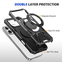Coque de protection antichoc robuste avec anneau magnétique et béquille de style armure pour Apple iPhone 17 Pro Max 16 15