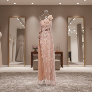 Abito <span class=keywords><strong>da</strong></span> <span class=keywords><strong>Sera</strong></span> Romantico con <span class=keywords><strong>Motivi</strong></span> Organici e Bilanciamento Strutturale Deliberato - Product Image 1