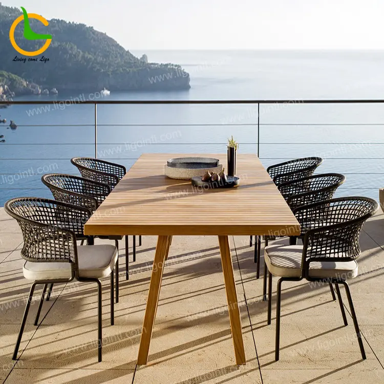 Ensembles de salle à manger d'extérieur de luxe Table et chaises pour hôtel et restaurant ensemble de meubles de jardin modernes cadre en aluminium contemporain