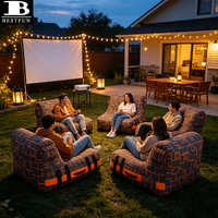 Anthrazitgraues Aufblasbares Sofa mit Eingebauter Pumpe Automatisches Luftsofa Loungesessel für Innen- und Außenbereich Camping Filmnacht