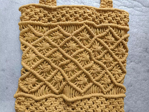 Bolso Tote de Macramé Hecho a Mano, Ecológico, para Mujer, Estilo Bohemio, Patrón de Diamantes, Correa Única, Casual, para Uso Diario, Listo para Viajar - Product Image 3