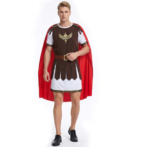 Kostum Prajurit Romawi Pria dengan Jubah Merah dan Tunik Elang untuk Cosplay Halloween - Product Image 1