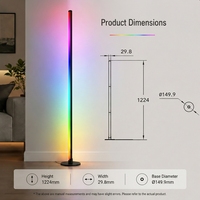 Lámpara de Pie LED RGB Inteligente Multifunción, Sincronización Musical, Ritmo Ambiental, Alto CRI 90, Altura Ajustable, Control Remoto/App/Voz