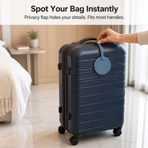 Étiquettes de bagage en cuir PU avec logo personnalisé, fenêtre d'identification transparente, sangle intégrée, vente en gros, étiquettes de valise de voyage, cadeau - Product Image 5