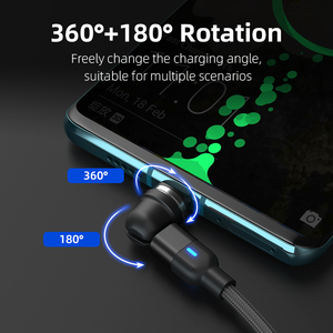 Cable de carga magnético 3 en 1 con forma de L giratorio de 540 grados, accesorios para teléfono 2.4A, Cable de nailon, <span class=keywords><strong>cargador</strong></span> USB para <span class=keywords><strong>Android</strong></span> e IPH - Product Image 4