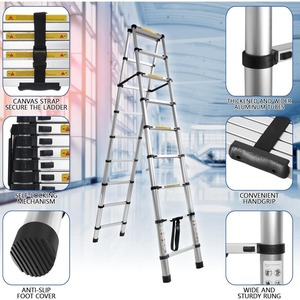 Deliladder 3.2M+2.6M Double <strong>Telescopic</strong> <strong>Step</strong> <strong>Ladder</strong> with EN131 AS/NZS - Product Image 3