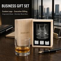 Cadeaux d'entreprise personnalisés : Verre à whisky en acier inoxydable avec glaçons et emballage en bois pour la reconnaissance des clients et les cadeaux pour partenaires