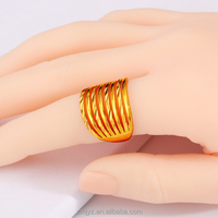 Anel dourado de areia 9.9 fonte, anel de linha feminina versão coreana do novo anel aberto não desbota por um longo tempo