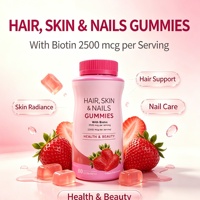 Gummies pour cheveux, peau et ongles, 2500 mcg de biotine par portion, complément vitaminique beauté pour femmes, saveur fraise