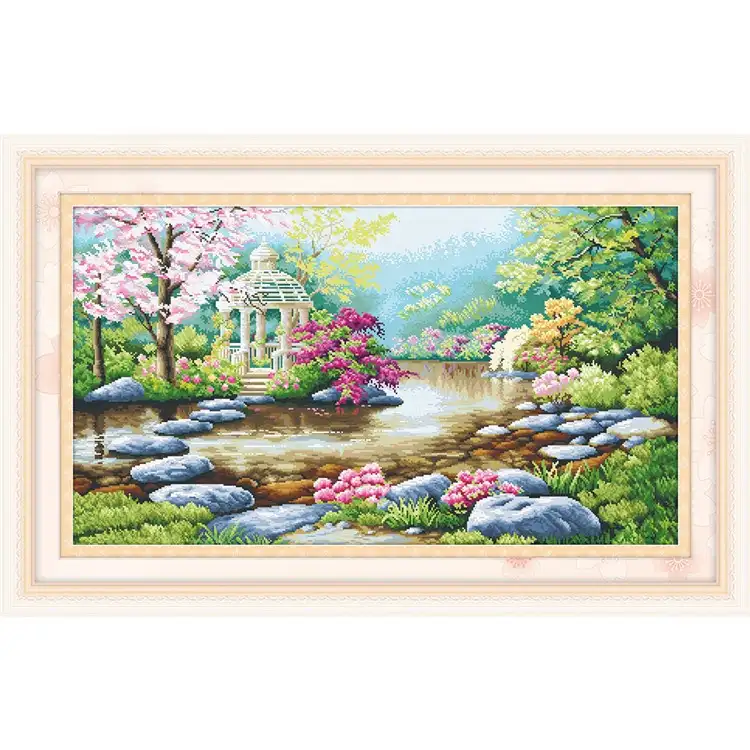 2020 New Home Decoration Banner Landscape Pattern Oil Painting Aida Fabric Sewing Needlework Embroidery Kit DIY Cross Stitch Kit