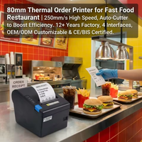 Impresora Térmica de 80 mm de Alta Velocidad, 250 mm/s, Corte Automático, Sin Tinta, USB, LAN, WiFi, 203 dpi, para Impresión de Boletos en Supermercados, Hoteles y Tiendas