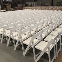 Fête de mariage Intérieur Extérieur Jardin Hôtel Événements Banquet Réception Plastique Wimbledon Blanc Résine Chaise Pliante Empilable