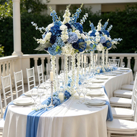 DKB Grande Boule de Fleurs de 60 cm, Centre de Table Personnalisé, Rose Blanche et Hortensia Bleu, Composition en Soie Effet Éclatant, Décoration pour Mariage, Anniversaire, Événement