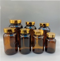 Vente en gros 65ml à 300ml Verre Brun Clair Réactif Médecine Capsule Pilule Bouteille Avec Large Bouche Vis Couvercles