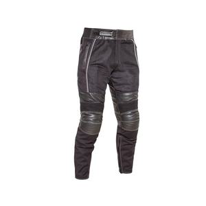 Pantalon de course à vélo en cuir patchwork noir, pantalon de moto imperméable avec bande réfléchissante - Product Image 3