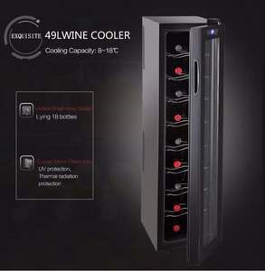 Homesun nuevo 49L eléctrico suave LED luz puerta de cristal de 18 botellas delgado portátil de madera eléctrica enfriador de vino refrigerador - Product Image 5