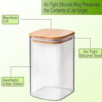 Bocaux en verre carrés Yongli avec couvercles hermétiques en bambou bidons en verre pour thé café farine de riz céréales haricots pots de stockage de cuisine