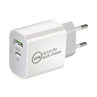 Paquete de 2 cargadores de pared PD de 20W USB tipo C cargador rápido 2A salida UE EE. UU. Enchufe estándar adaptador de corriente caja de enchufe Cable de bloque de carga