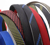 Manchon de tuyau en maille de peau de serpent rouge et noir Manchons de câble tressés en nylon PET écologique