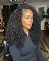 Perruque UPart 4A/4B/4C à cordon de serrage, cheveux humains afro crépus bouclés, sans extension, version améliorée, perruque en V, indienne, sans colle, demi-perruque pour femmes