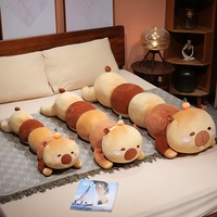 Coussin long en peluche Capybara pour canapé-lit, coussin de couchage, adorable peluche Capybara au visage rose, poupée en peluche pour la décoration intérieure