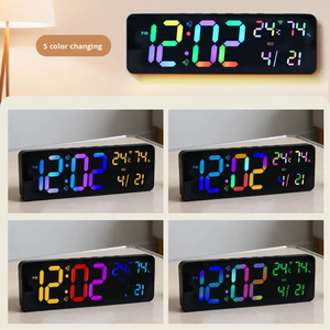 Reloj de Pared LED Digital de 14 Pulgadas con Control Remoto, Fabricante de Relojes de Pared LED RGB con Cambio de Color, Alarma, Calendario, Hora Automática, Temperatura y Humedad - Product Image 5