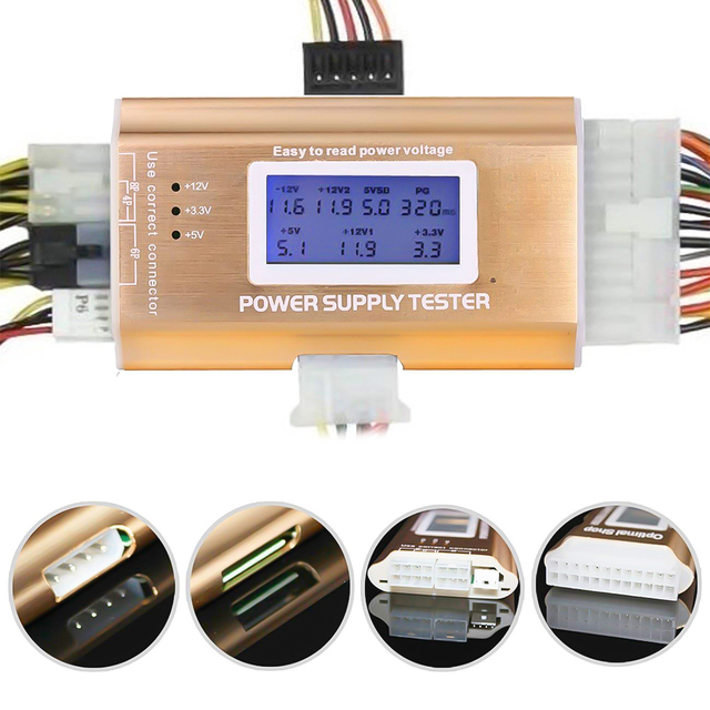 Digital LCD Power Supply PC 20/24 Pin 4 PSU ATX BTX ITX SATA HDD Interface for Battery Tester D373