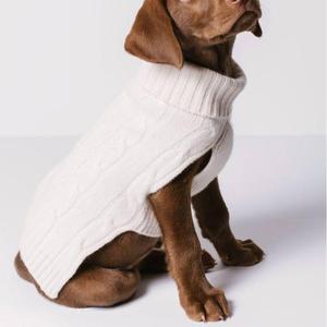 Suéter OEM de lana pura de Merino y Cachemira para perro, suéter de lujo para mujer, tejido con cable personalizado para mascotas pequeñas y gatos, Alpaca - Product Image 1