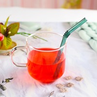 Pailles à boire courtes en verre borosilicate coloré, 15 cm, courbées, réutilisables, pour verre à whisky, tasse à café, écologiques