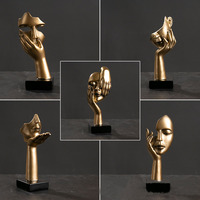 DREA Statue Abstraite en Résine, Décoration Intérieure et de Table pour Salon Bureau, Sculpture Artistique Nordique Abstrait Masque Visage