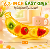 Bananen-tomaat squishy fidget toy met vaseline textuur, stressverlichtend, transparante bananen squishy toy met kleurrijk fruit, knijp-speeltje