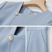 Robe de bureau élégante et luxueuse pour femme, tenue professionnelle, style sophistiqué, amincissante, mi-longue, anti-plis