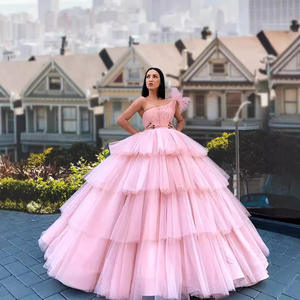 Vestidos de Noche de Lujo LY-PD0244, Falda de Tul de Colores en Capas, Vestidos de Gala con un Solo Hombro, Vestidos de Graduación Modernos y Elegantes - Product Image 1