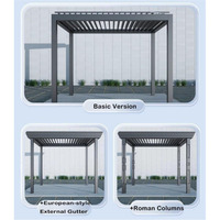 Pergola en métal à lamelles orientables, en alliage d'aluminium, de luxe, avec télécommande automatique, imperméable, résistante au vent, cadre thermolaqué, durable