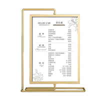 Vente en gros bas quantité minimale de commande A4 A5 or argent en acier inoxydable dessus de table porte-affiche publicitaire debout présentoir de menu
