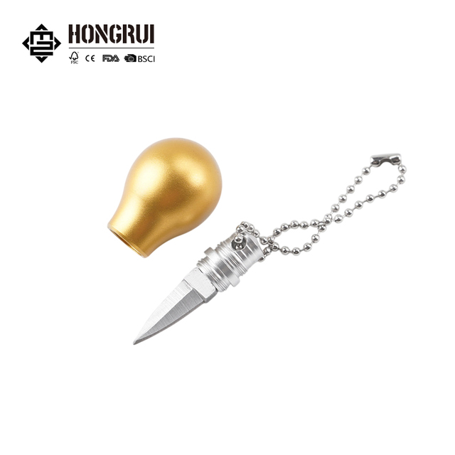 Hongrui Customizable Tiny Size Bulb Shaped Pocket Knife DIY Laser Engraved Fixed Blade Knife Keychain EDC With Hanging Ring