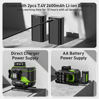 Niveau laser à faisceau vert Huepar Z04CG 4D 16 lignes, auto-nivelant 360° avec écran LCD BT et 2 batteries