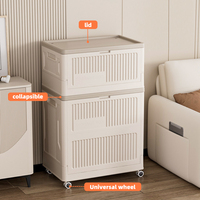 Caja de Almacenamiento Plegable de 90L, Ecológica, de Plástico PP, a Prueba de Polvo, con Ruedas Universales, para Organizar Ropa y Ropa de Cama en el Dormitorio