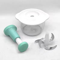 Picadora Manual de Alimentos con Recipiente Grande de 1.5L, Picadora de Verduras, Carne, Frutas y Hierbas, Prensa Manual para Ajo y Cebolla