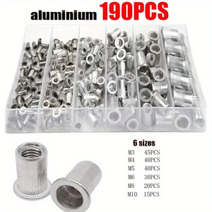 Aluminum <b>Rivet</b> <b>Nuts</b> 190Pcs Metric Coarse Thread Flat Head Slotted Drive Set For Metal Fastening - Product Image 5