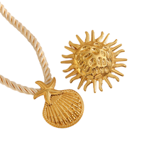 2025 vente chaude à la mode en acier inoxydable soleil et coquille pendentif collier exagéré tressé corde chaîne Style boule forme pour les fêtes