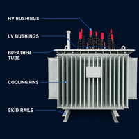 Transformateur immergé dans l'huile Wanbo-350 en stock avec refroidissement par radiateur pour distribution en sous-poste et exportation