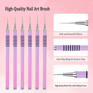 Dégradé poudre fileté longue tige en métal Nail Art stylo ensemble tirer ligne peinture Nail Art stylo ensemble - Product Image 2