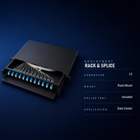 Panel Patch Fiber Optik LC 1U 12 Port 24 Core, Rak Mount ODF dengan Splice Tray untuk Pusat Data